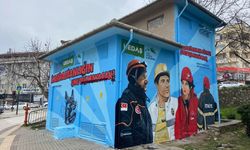 UEDAŞ, "afet bölgesinin kahramanları" temasıyla trafo duvarına grafiti yaptı