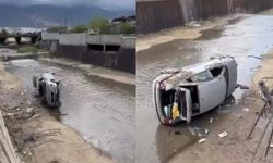 İskenderun’da Araç Feyezan Kanalı’na Uçtu