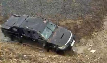 Virajı Alamayan Araç Aşağıya Uçtu!