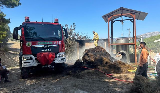 Adana'da lavanta işleme tesisinde çıkan yangın söndürüldü