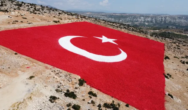 25 kadın usta en büyük Türk Bayrağını Zafer için boyadı