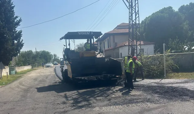 Keşan- Enez yolunda yol yapım çalışması