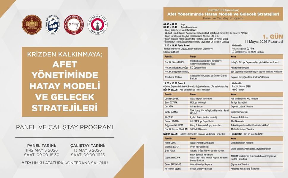 Hatay Modeli Panel ve Çalıştay Programı HMKÜ’de Düzenleniyor