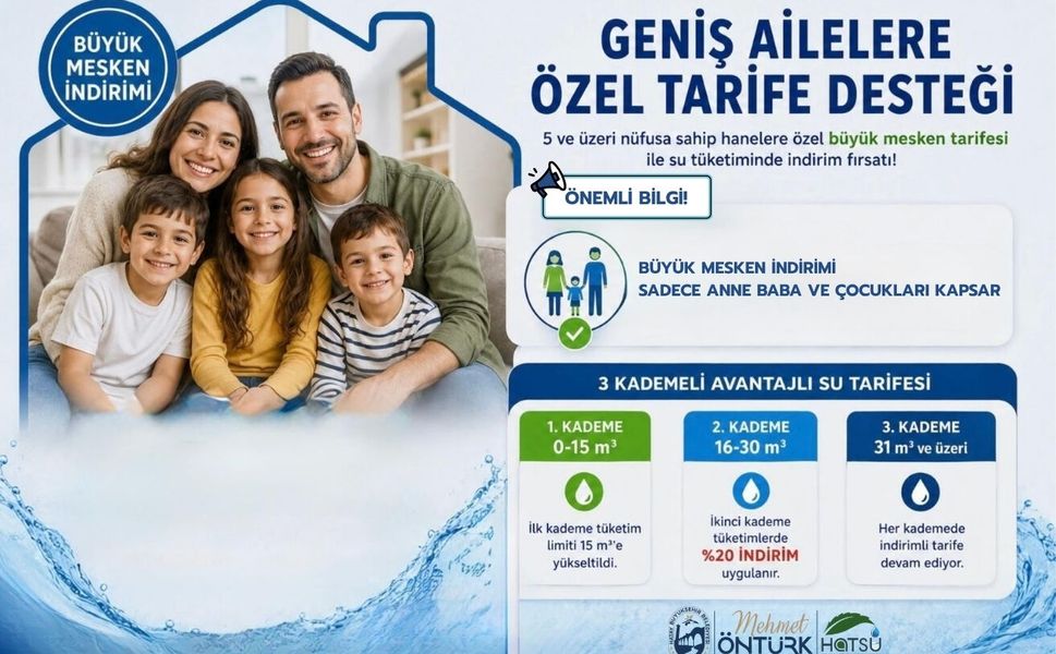 HATSU’dan Geniş Ailelere Su Tarifesinde İndirim Desteği
